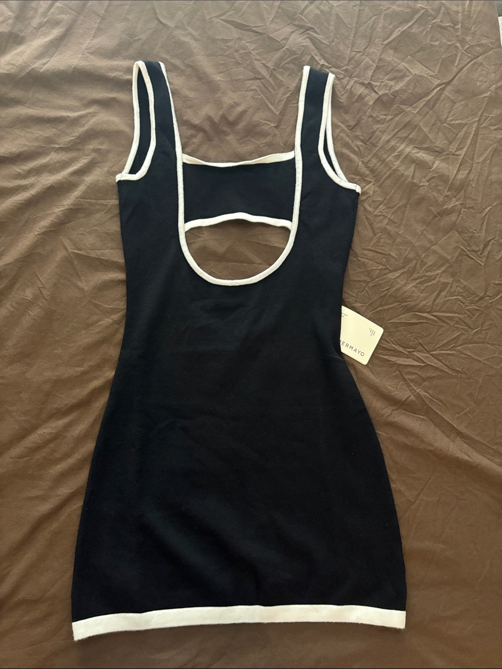 Peppermayo Black Mini Dress with White Trim